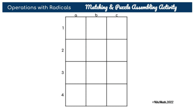 Operations with Radicals - Matching & PUZZLE Assembling Activity ...