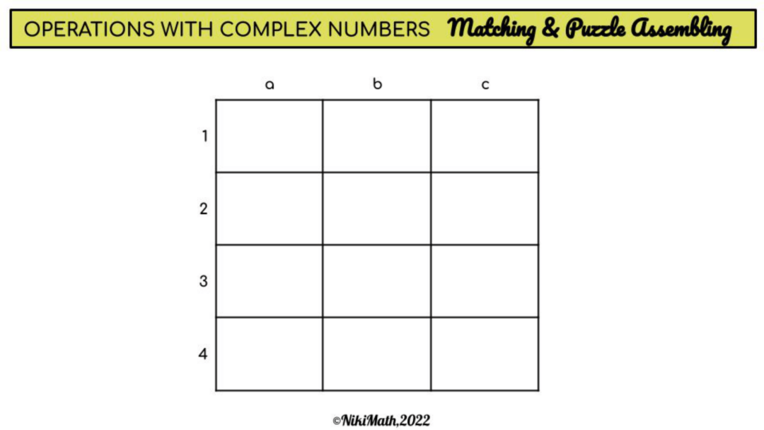 Operations with Complex Numbers - Matching and PUZZLE Assembling ...