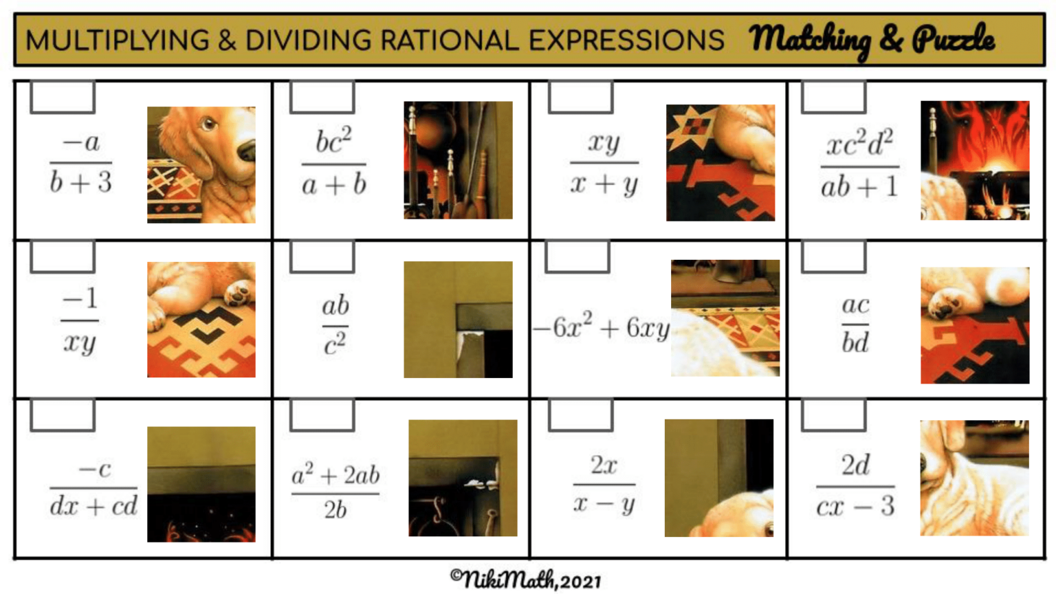 Multiplying & Dividing Rational Expressions - Digital Puzzle - Teacher ...