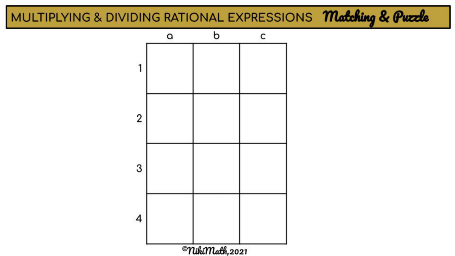 Multiplying & Dividing Rational Expressions - Digital Puzzle - Teacher ...