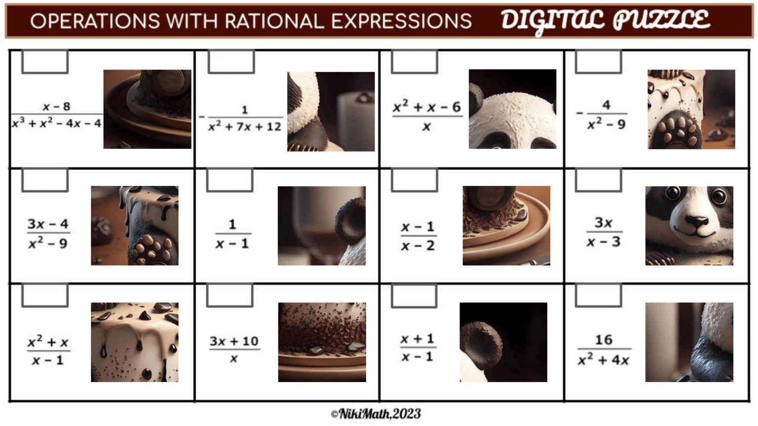 Operations with Rational Expressions - Digital Puzzle - Teacher ...