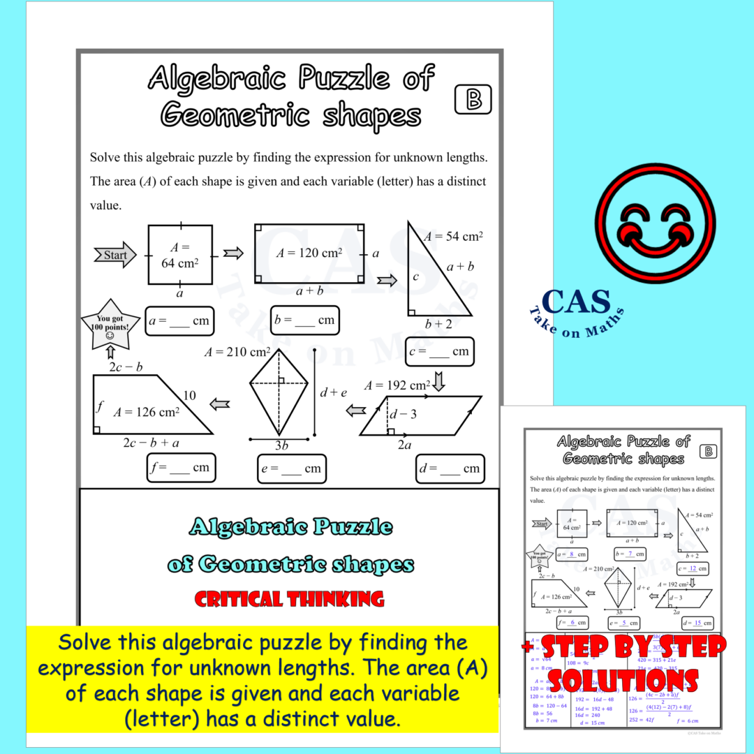 Algebraic Puzzle of Geometric Shapes-Critical Thinking - Teacher ...