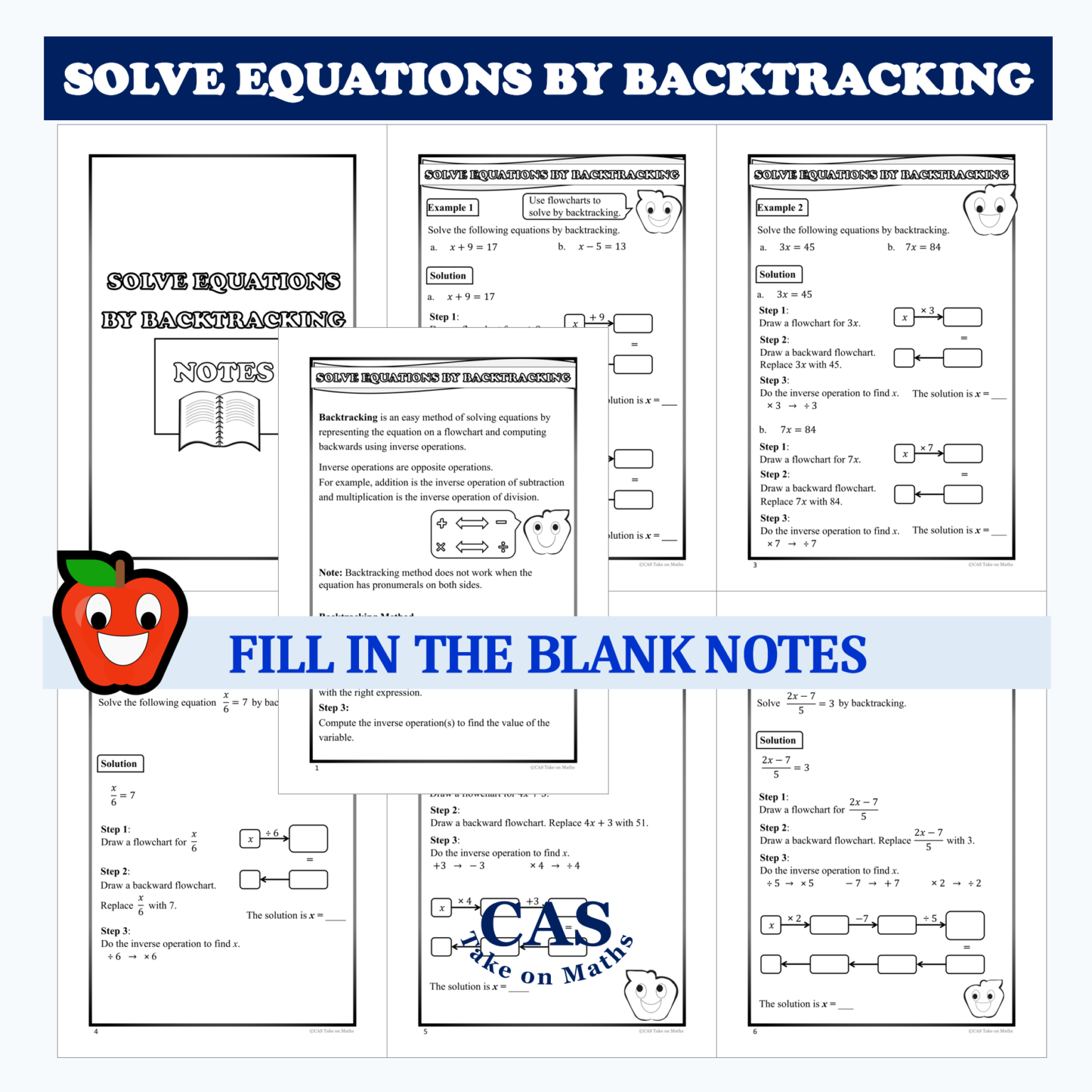 Solve One & Two Step Linear Equations by Backtracking Flowcharts ...