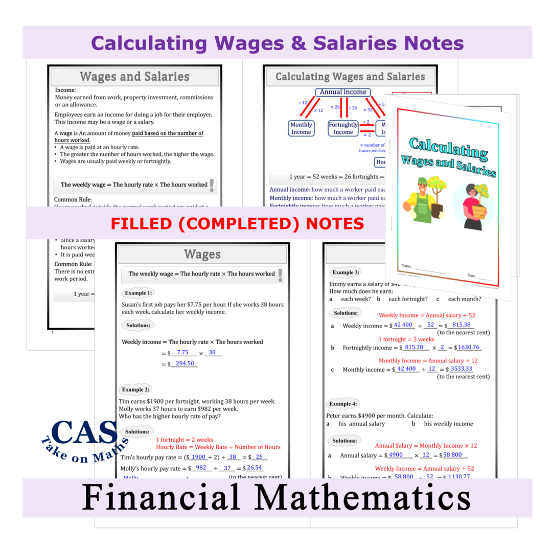 Salary Math Financial Mathematics – Calculating Wages and Salaries Workbook ...