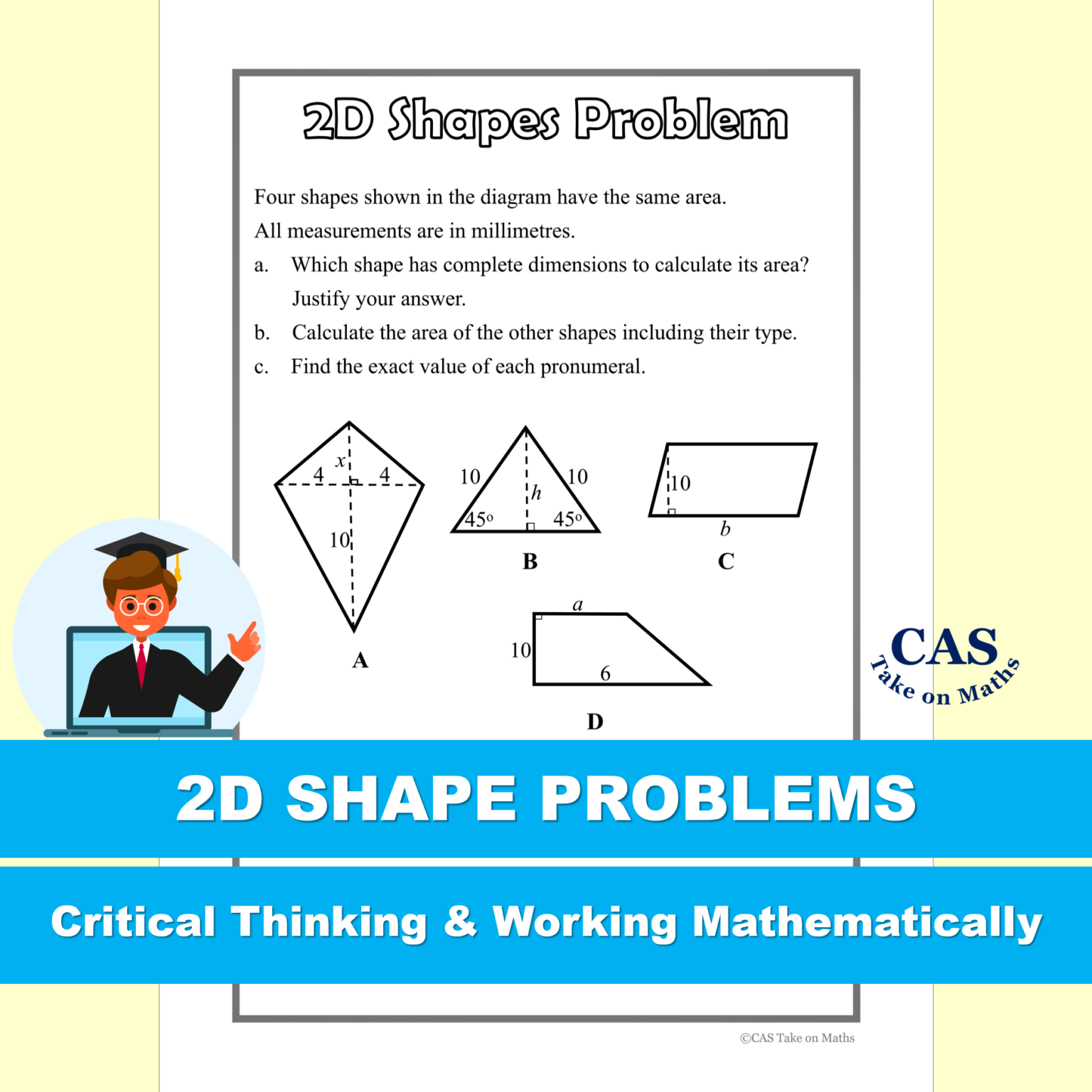 Area of 2D Shapes-Critical thinking Activity-Maths Challenge 3 ...