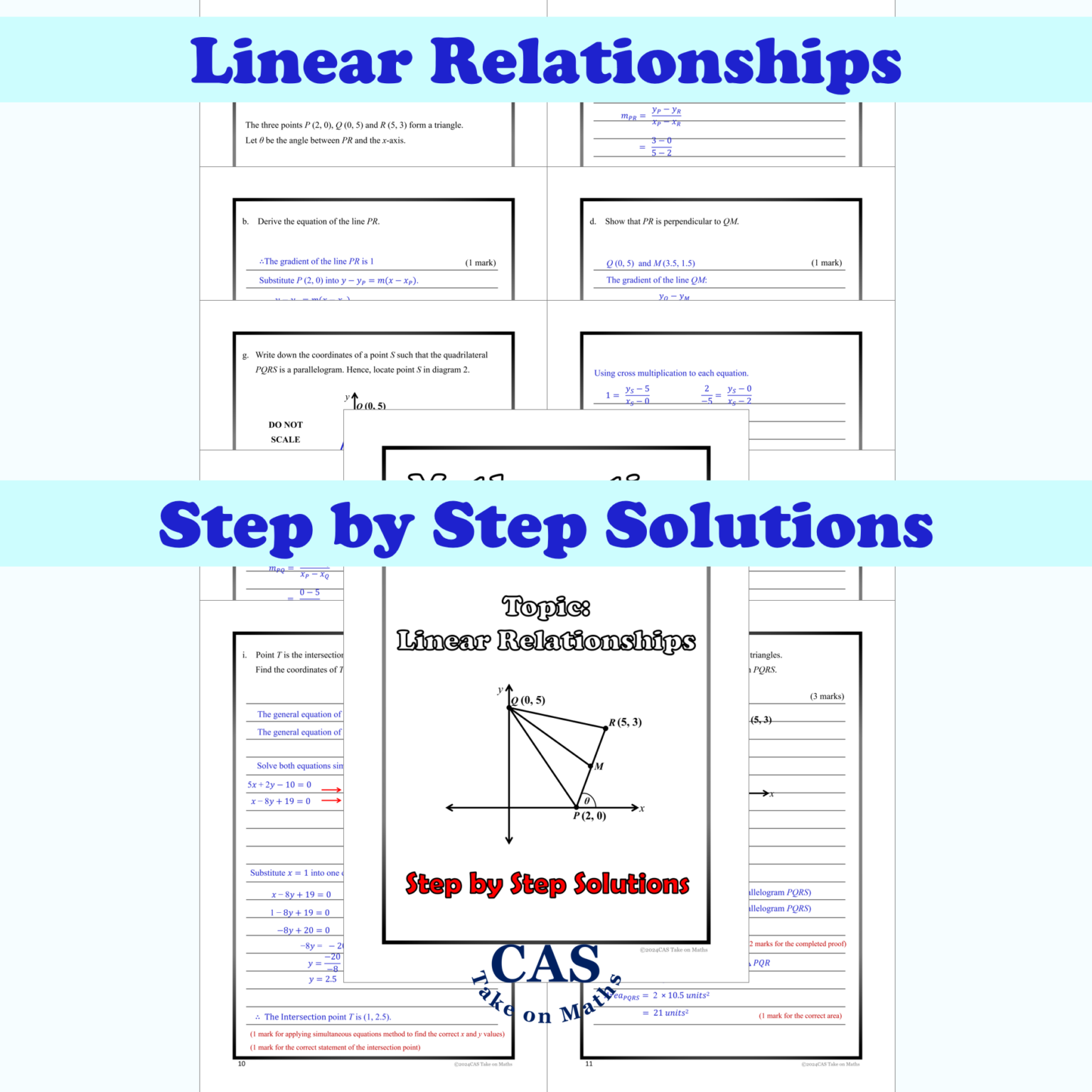 Year 8 to 11 Linear Relationships Assessment Booklet & Formulas