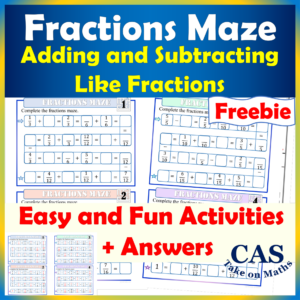Fractions Maze-Add and Subtract Like Fraction-Activity + Answers-Maths Freebie