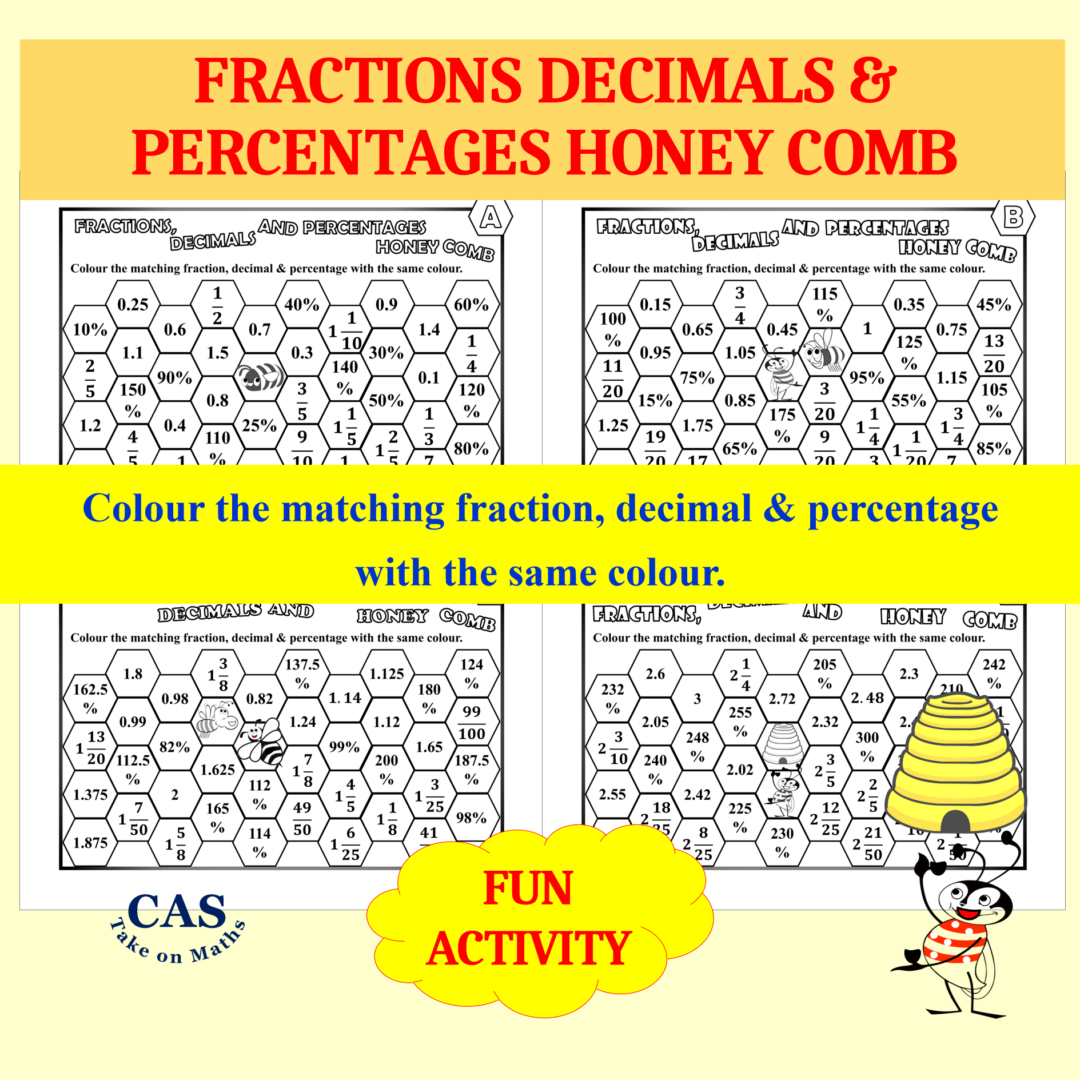 Fractions Decimals Percentages Colouring Activity