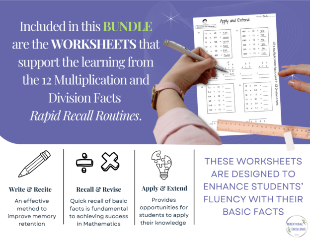 12 Times Tables Basic Multiplication Division Facts WARM UP Worksheets ...
