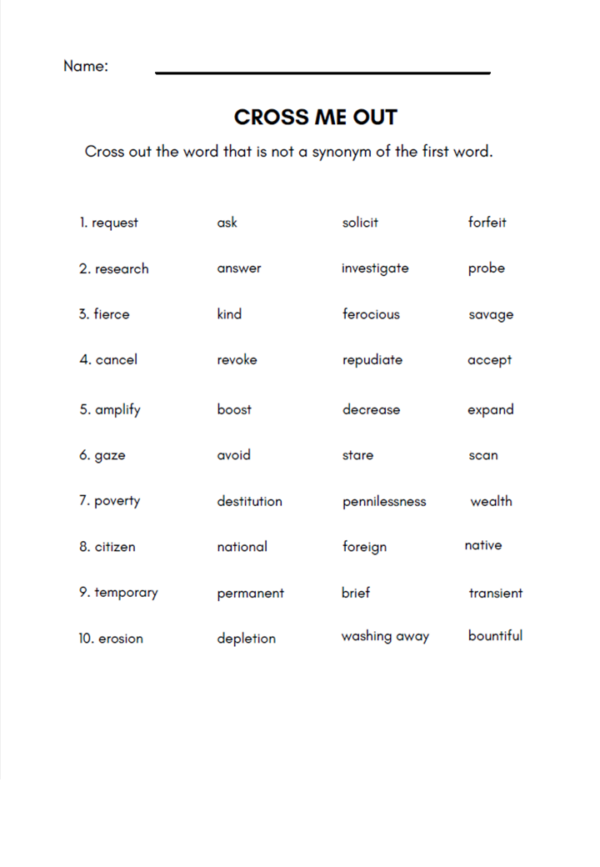 15 Vocabulary Worksheets for Grade 4 - Teacher Professional Development