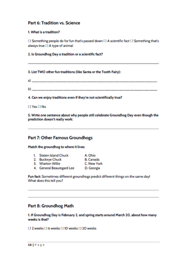 Groundhog Day 2-Hour Lesson Plan for Elementary School - Teacher ...