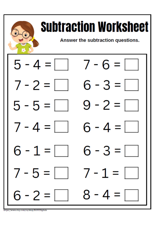 55 Subtraction Worksheets for Grade 1 - Teacher Professional Development