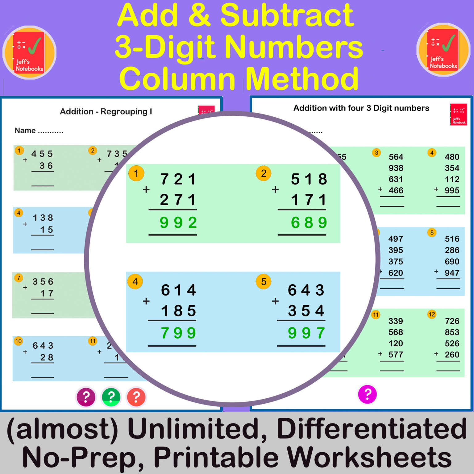 Add & subtract 3-Digit numbers with or without regrouping - Formal ...