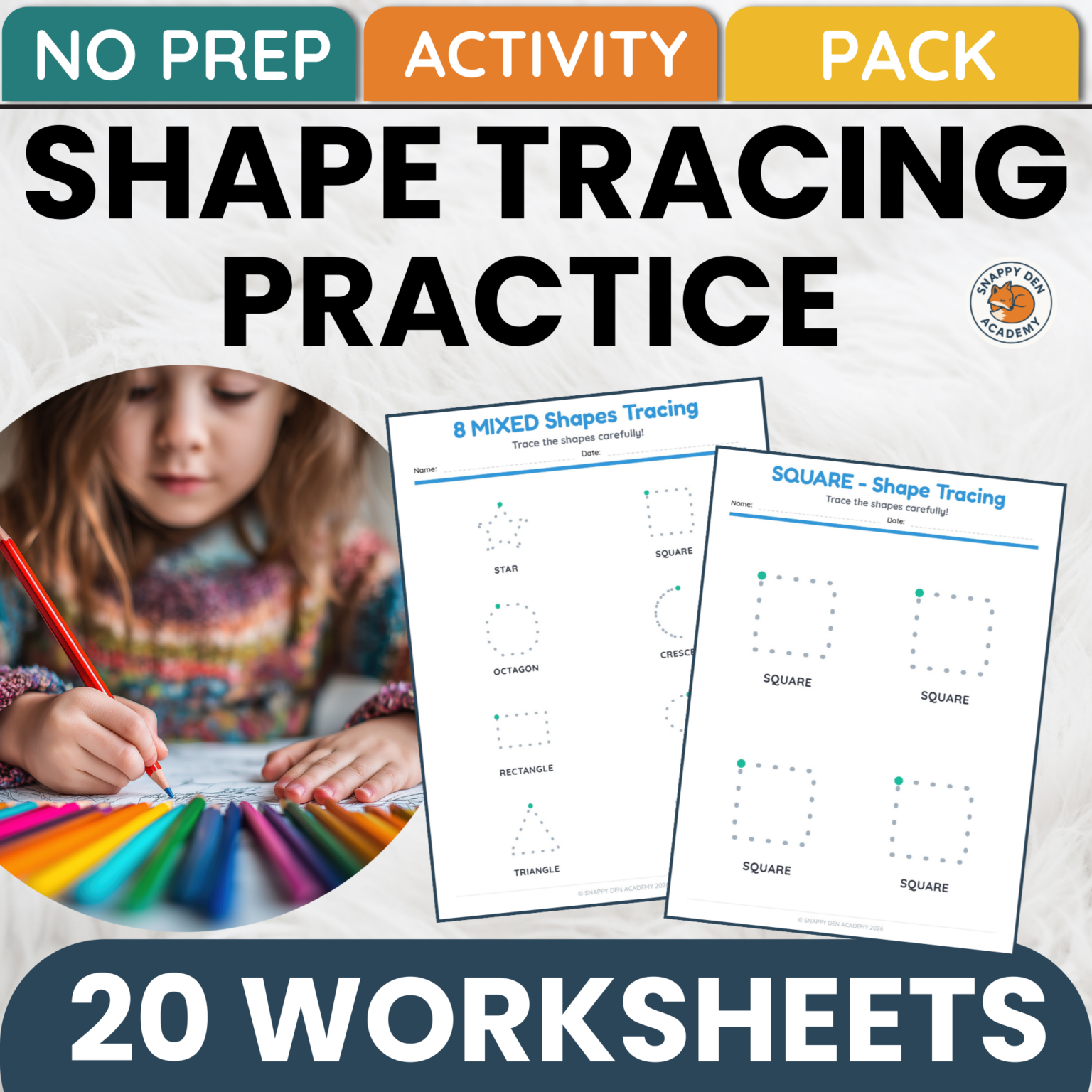 Shape Tracing Practice Workbook - Tracing Shapes Prewriting Strokes ...