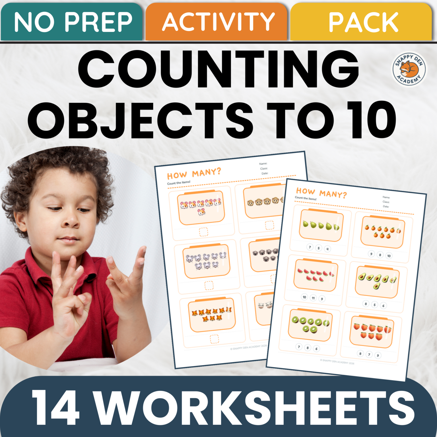 Counting Objects to 10 How Many Worksheets - Number Recognition Math ...