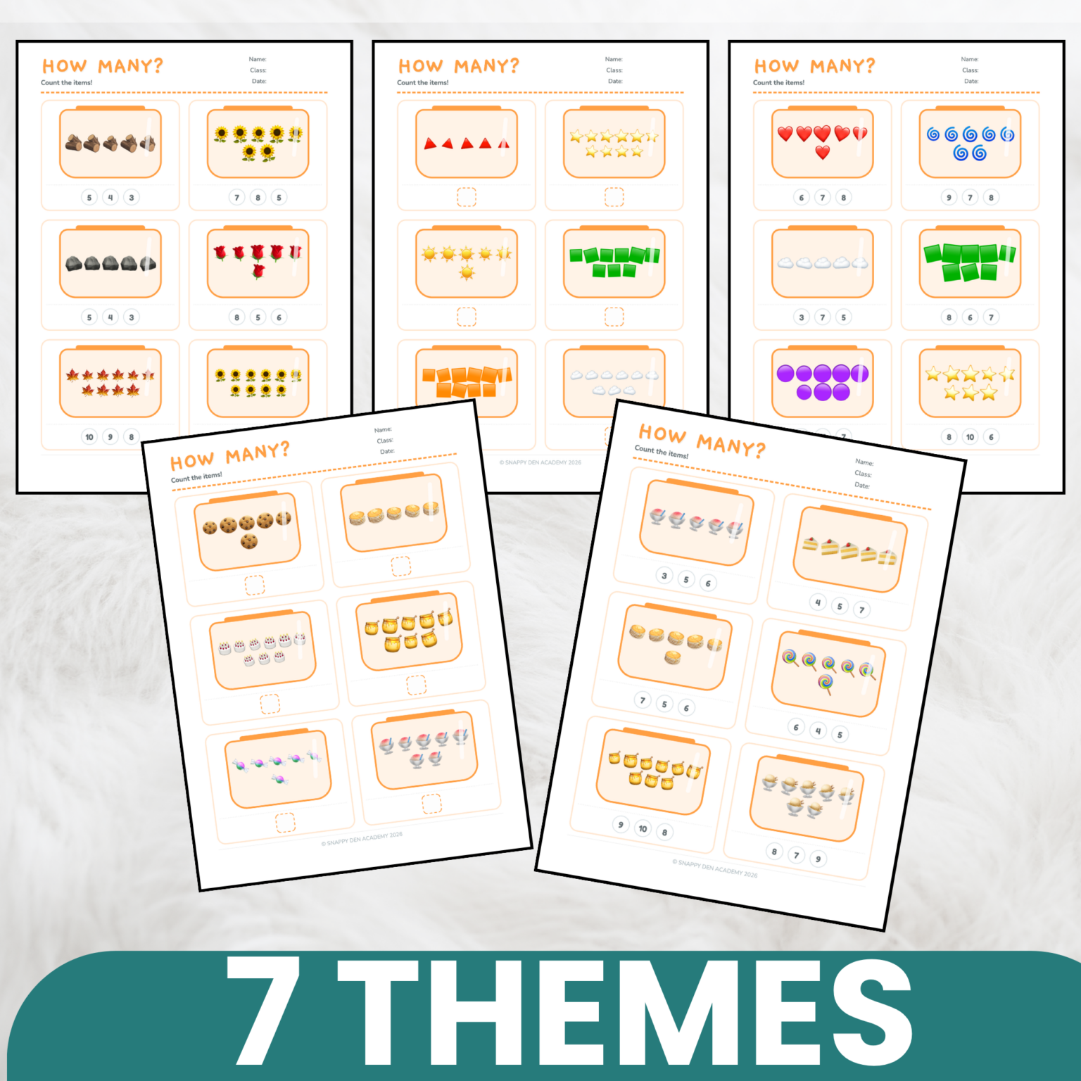 Counting Objects to 10 How Many Worksheets - Number Recognition Math ...