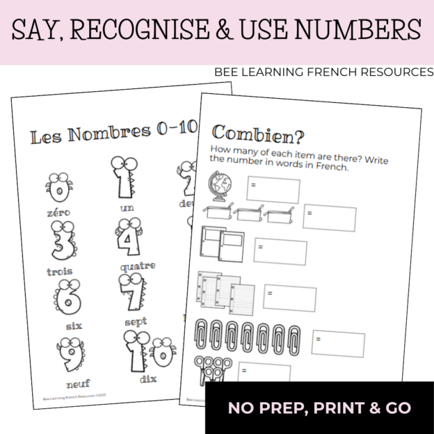 French Numbers 0–10 | Beginner Counting Activities & Games Y7 - Teacher ...