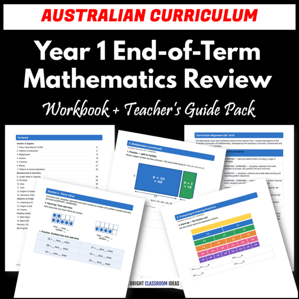 Year 1 End-of-Term Mathematics Review Workbook Pack | Australian ...
